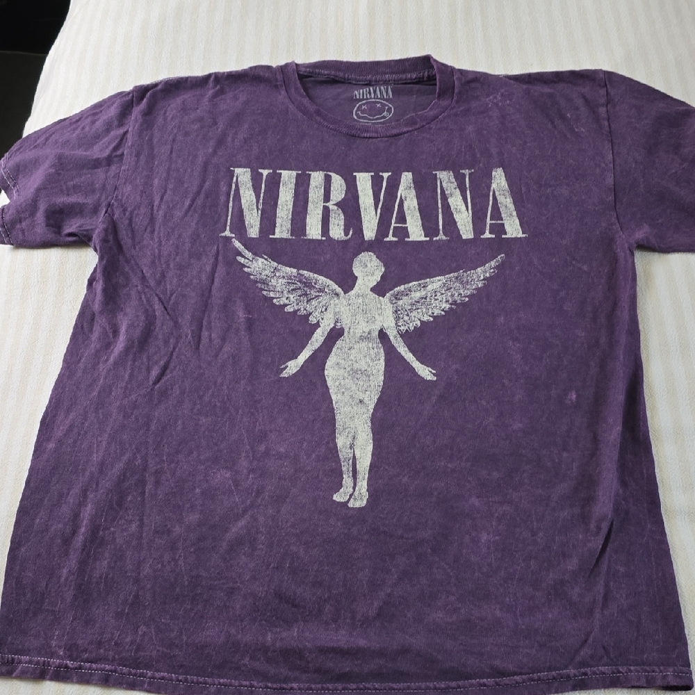 Nirvana In Utero Mineral Stone Wash T-shirt Size:Large Purple